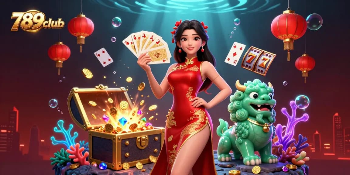 Experience the thrills of 789club with an exciting casino scene featuring a dynamic array of characters and game elements.