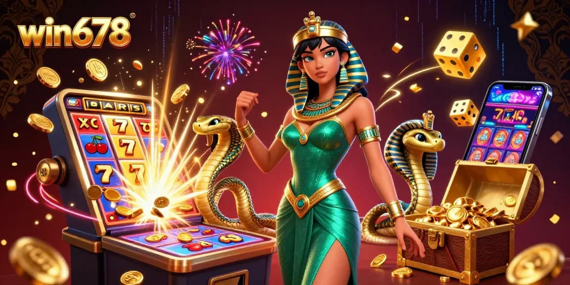 Spin the reels and win big with win678, featuring exciting slot machines and vibrant casino elements.