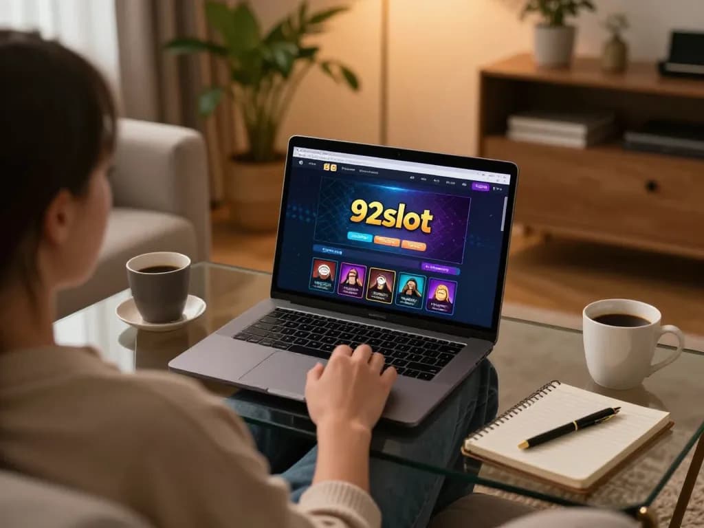 Enjoying online gaming on 92slot platform from a cozy home setup.