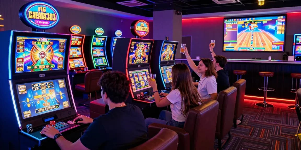 Players enjoying gaming experience on garuda303 platform in a vibrant lounge.