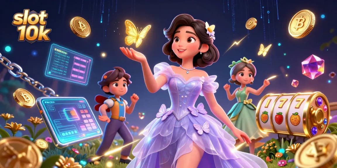 Win big with slot 10k games in this vibrant, digital casino scene featuring stunning visuals.