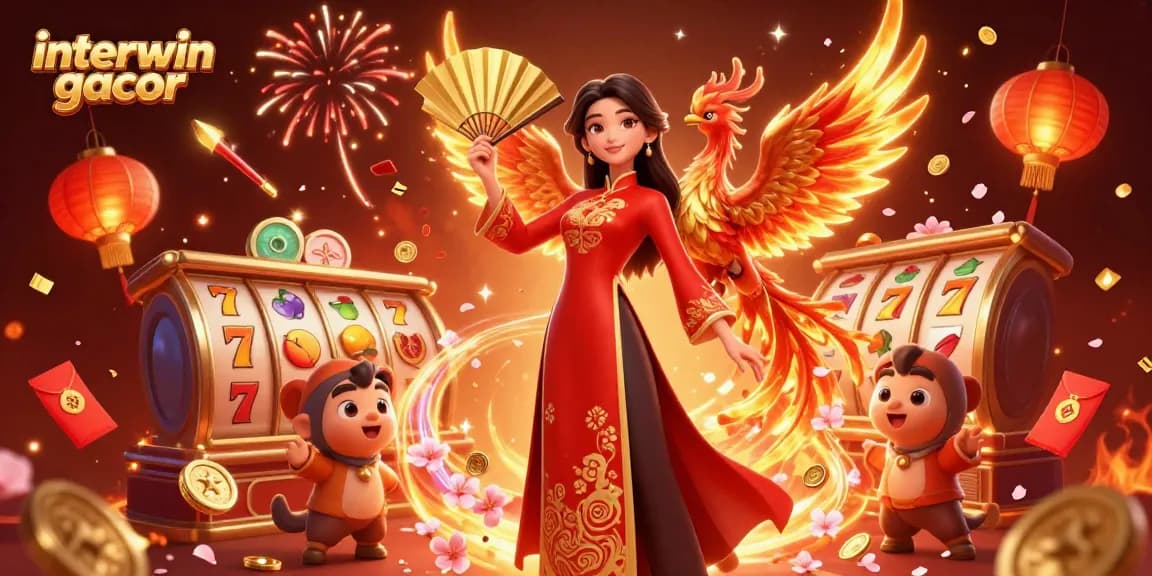 Experience winning at interwin gacor with exciting visuals of a vibrant casino scene filled with golden rewards.