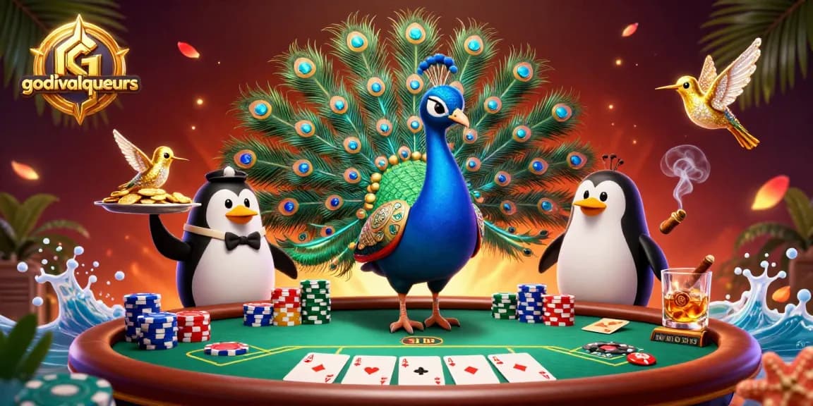 Experience exciting gameplay with godivaliqueurs amidst dynamic poker action in a vibrant casino scene.