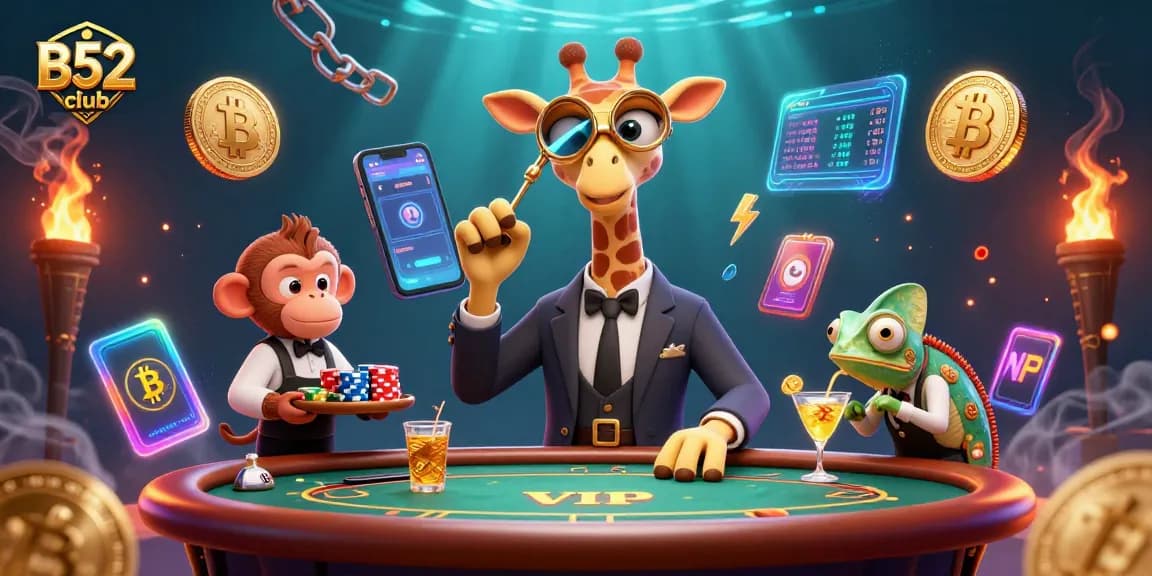 B52club invites players to enjoy high-stakes gambling at a luxurious poker table.