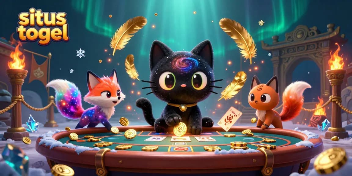 Win big with situs togel at a cosmic gaming table filled with vibrant characters and cosmic elements.