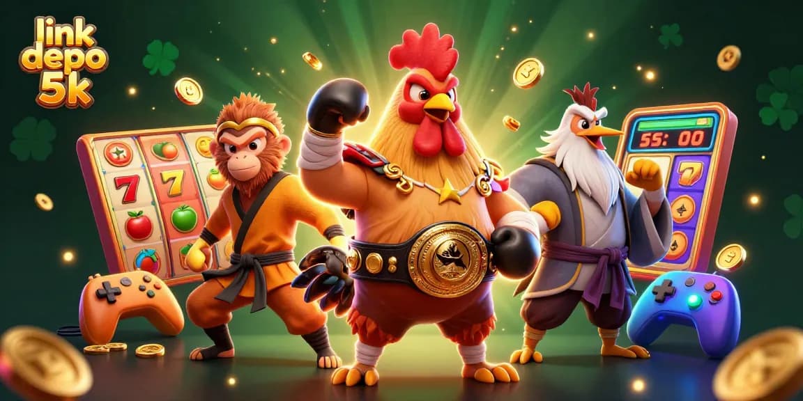 Spin the reels at link depo 5k with the vibrant 3D casino scene featuring unique characters.