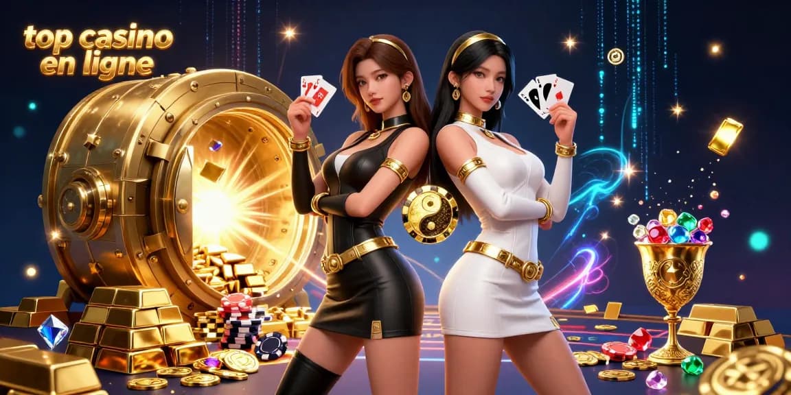 Découvrez les meilleures opportunités de casinos en ligne avec des duos puissants dans une scène de jeu vibrante pleine de richesses.