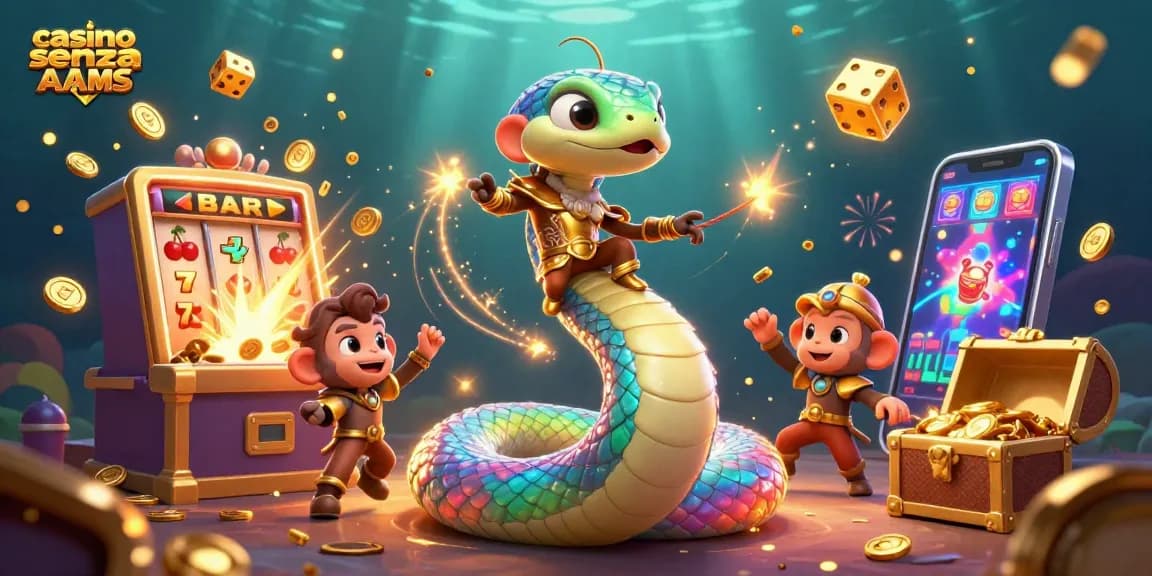 Scopri l'emozione del casinò senza AAMS con personaggi 3D vivaci e slot machine colme di monete.