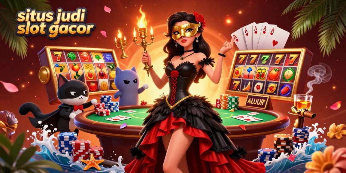 Experience thrilling gameplay with situs judi slot gacor in a captivating casino illustration showcasing vibrant slot elements.