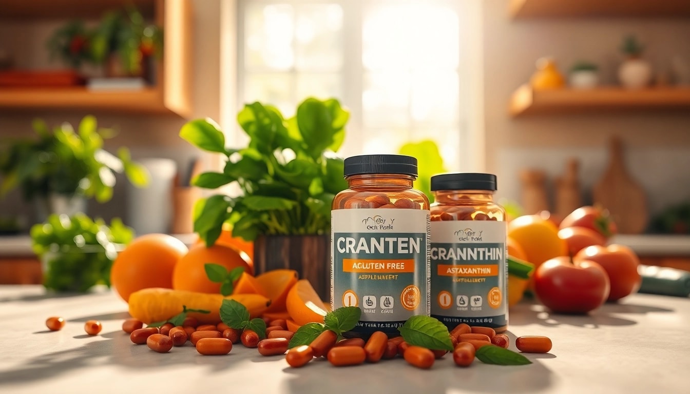 Enhance your wellness with gluten free astaxanthin supplements surrounded by fresh produce.