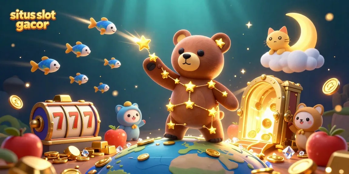 Scoop coins with situs slot gacor as the constellation bear joins winnings in a dazzling online casino scene.