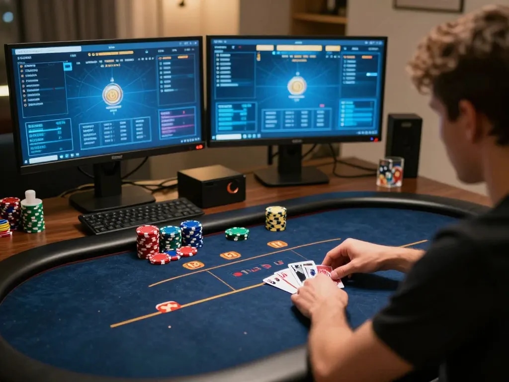 Engaging in an online poker game while exploring the hidden wiki for dark web insights