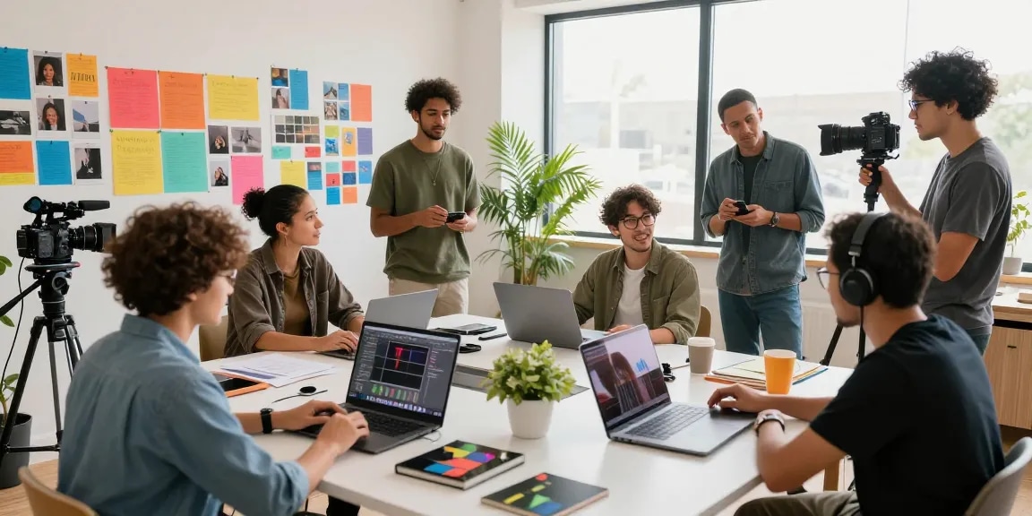 Collaboration at Dreambox Studio showcasing creative team in a modern workspace.