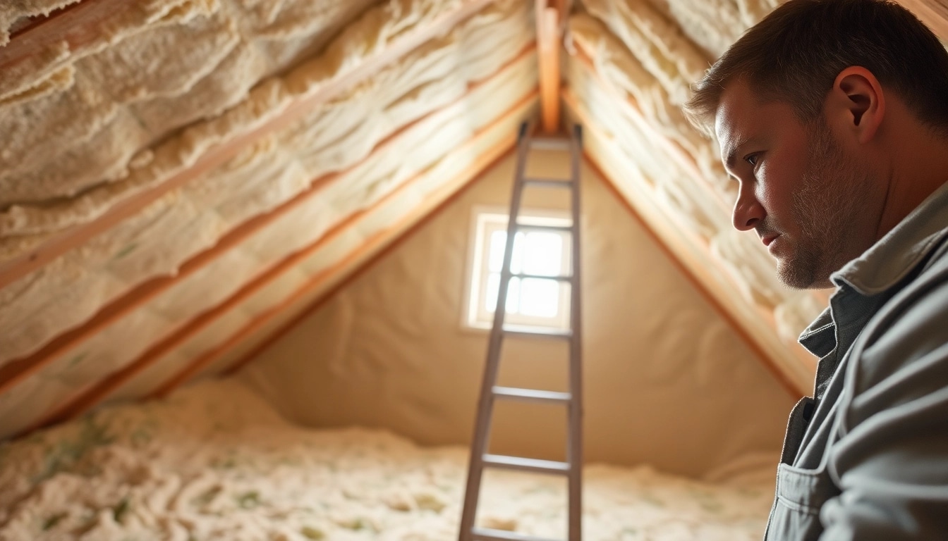 Addressing spray foam condensation issues in an attic during professional inspection.