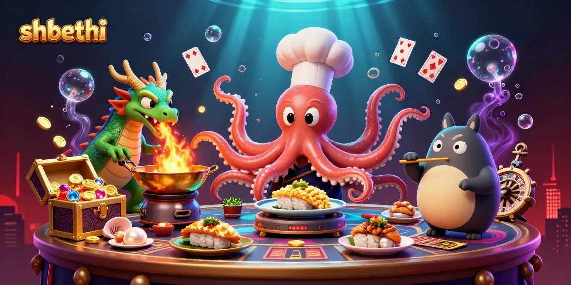 Engage in thrilling gaming with shbethi's vibrant casino-themed illustration featuring dynamic characters.