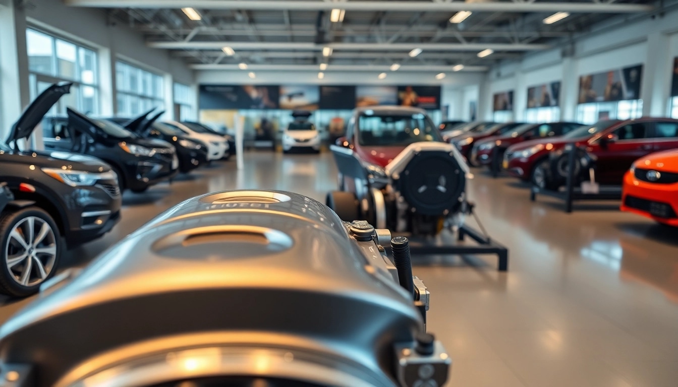 Discover various used engines displayed in a modern dealership setting.