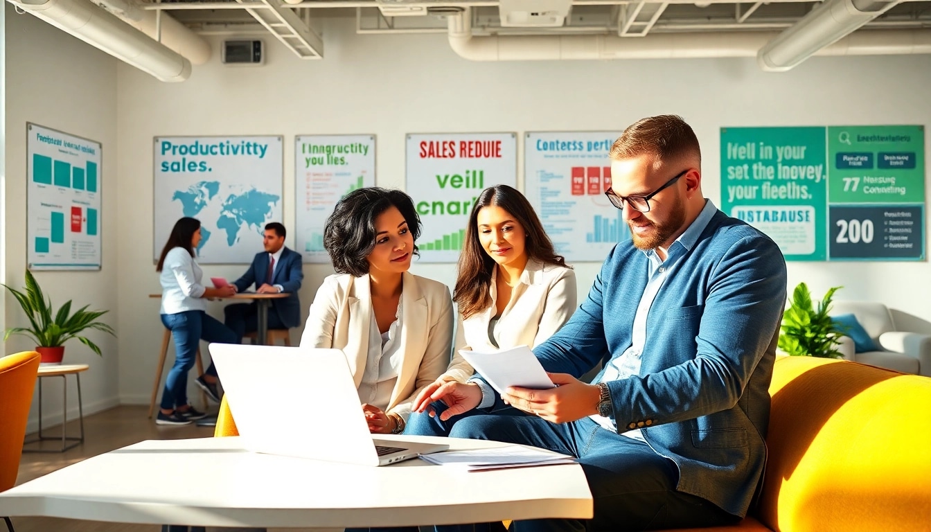 Explore the best job boards for salespeople showcasing diverse professionals in a modern office environment.