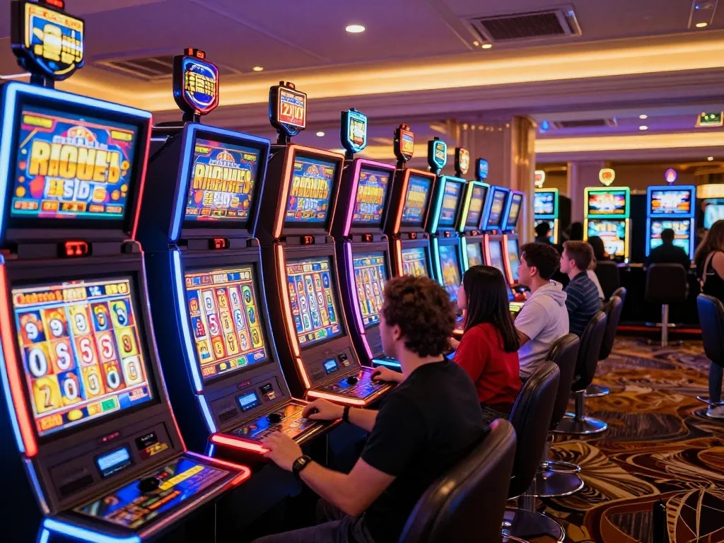 Players enjoying the thrill of slot 10000 machines in a vibrant casino atmosphere