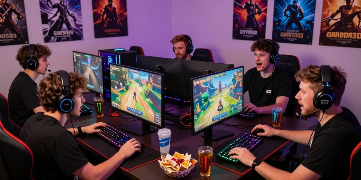 Exciting gaming scene with friends enjoying GARUDA303 in a vibrant setting.