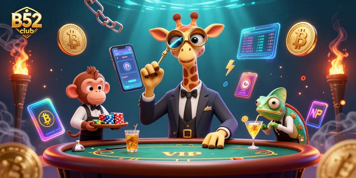B52club invites players to enjoy high-stakes gambling at a luxurious poker table.