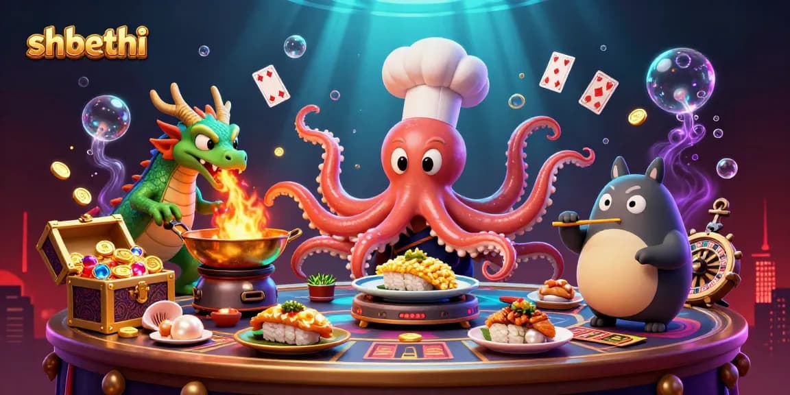 Engage in thrilling gaming with shbethi's vibrant casino-themed illustration featuring dynamic characters.