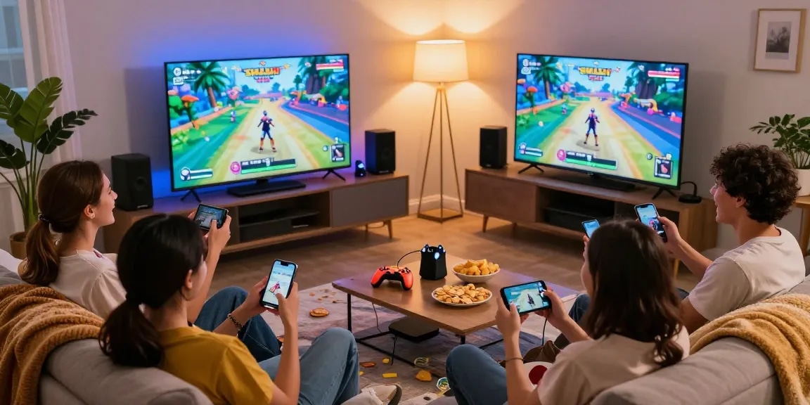 Friends playing Smash or Pass in a cozy living room during an exciting game night.