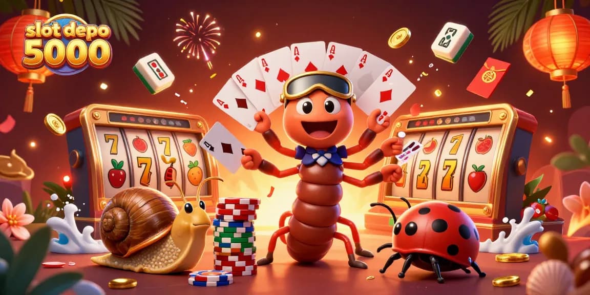 Rasakan keseruan bermain slot depo 5000 dengan dealer kartun dan simbol keberuntungan yang menarik.