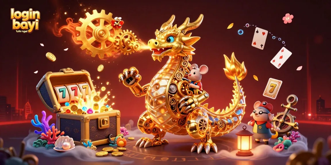 Experience the thrill of login bayi toto togel with vibrant dragon-themed slot elements and golden treasures.