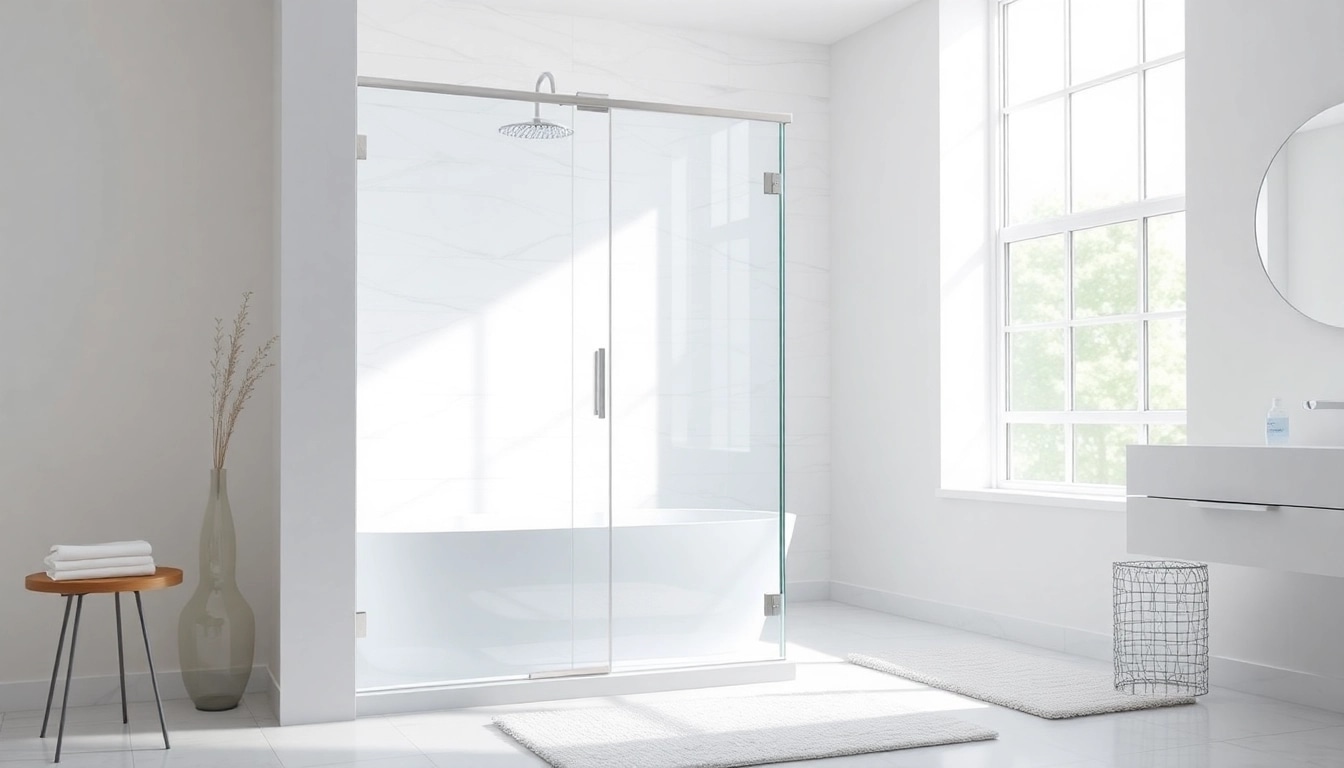 Showcasing stylish shower screens semi frameless in a bright and modern bathroom setting.