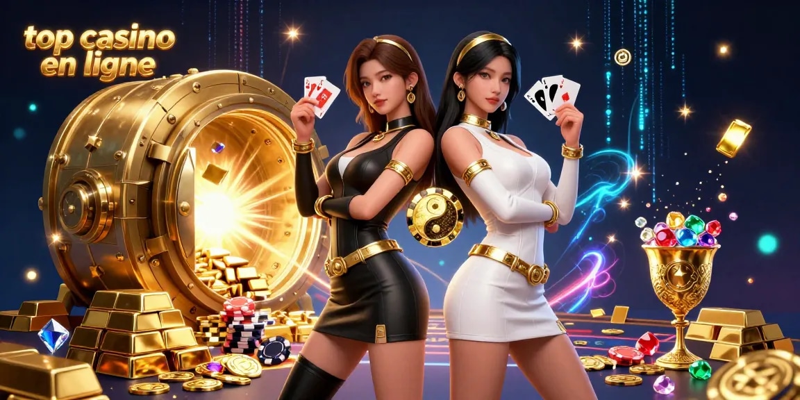 Découvrez les meilleures opportunités de casinos en ligne avec des duos puissants dans une scène de jeu vibrante pleine de richesses.