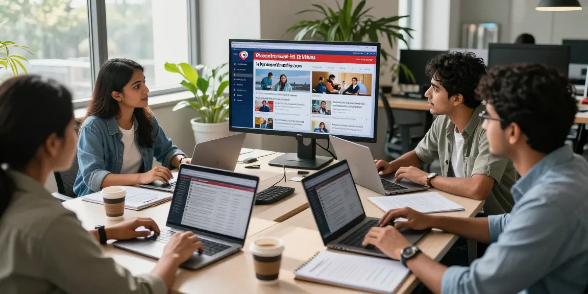 Journalists collaborating on current events at https://www.theindaily.com in a modern newsroom environment.