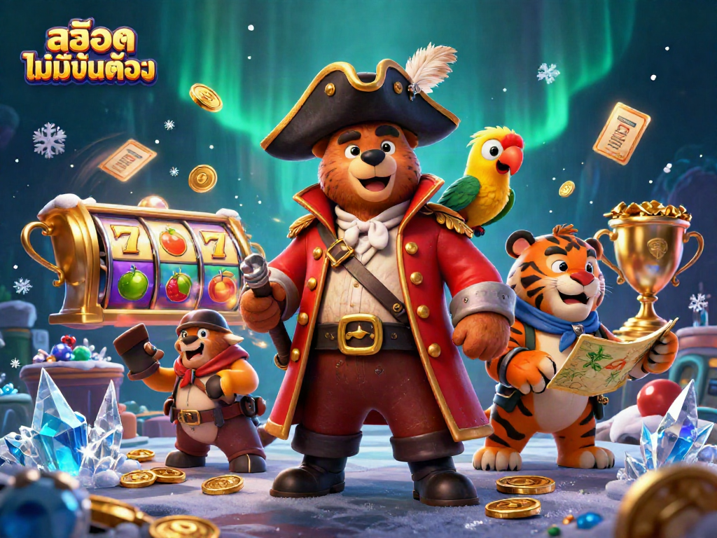 Engage with สล็อตไม่มีขั้นต่ำ as the vibrant slot reels spin with excitement in this casino illustration.