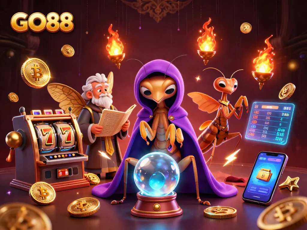 Experience GO88's thrilling slot games with vibrant characters, shimmering crypto elements, and engaging energy.