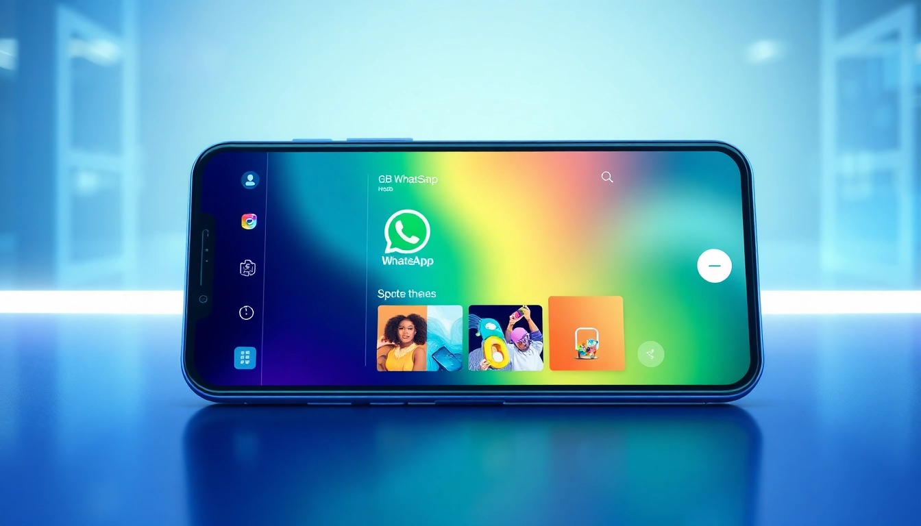 Dynamic GB WhatsApp interface displayed on a modern smartphone in a tech-friendly environment.