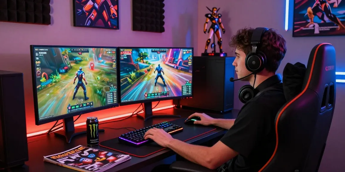 Gamer immersed in cika4d competition in a vibrant gaming setup with dynamic lighting and advanced equipment.
