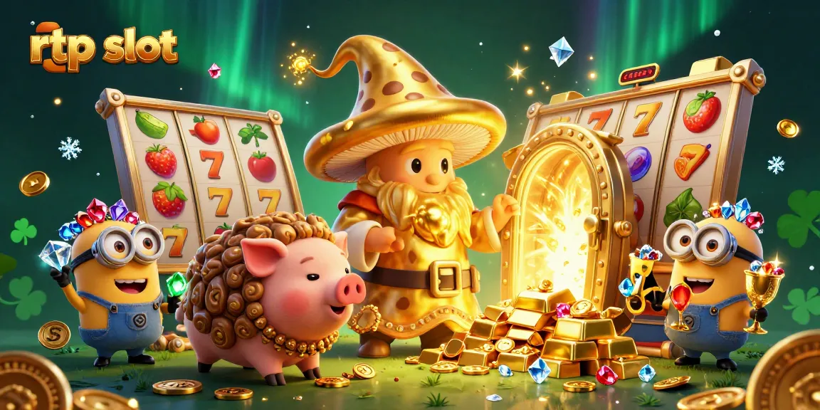 Experience the thrill of rtp slot games with a vibrant 3D illustration of magical treasures.