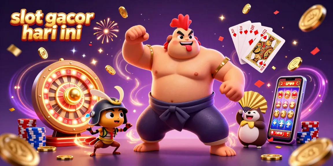 Experience thrilling adventure with slot gacor hari ini featuring powerful sumo and samurai characters amidst sparkling casino elements.