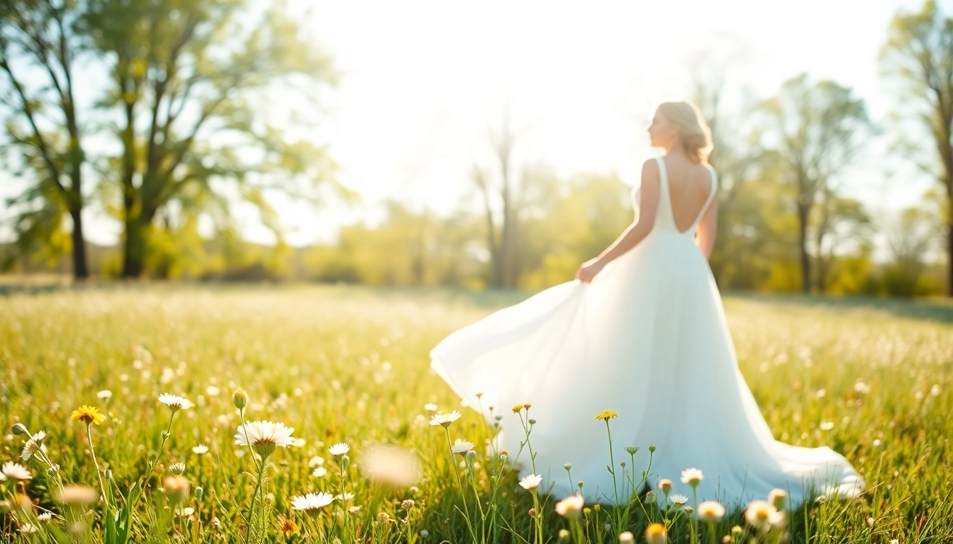 Captivating light & airy photography of a bride in a sunlit field, highlighting elegance and serenity.