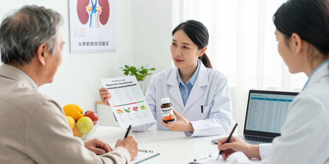 Consultation about kidney health with Nepro HP guide at a nutritionist's clinic.