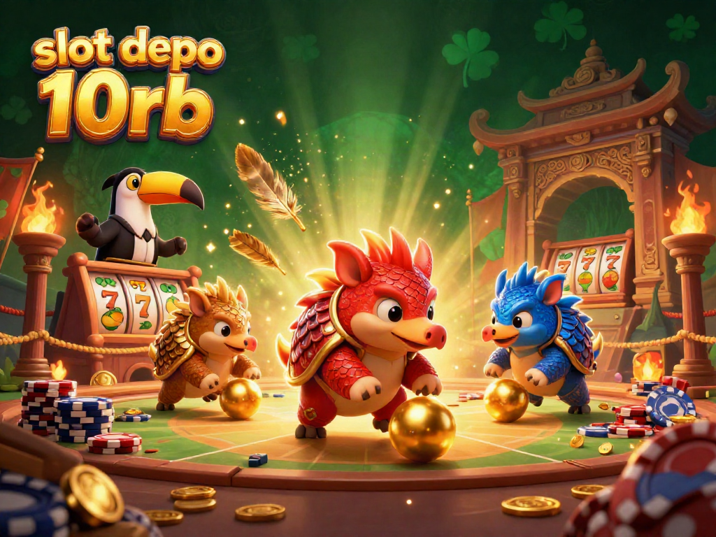 Engage with the thrilling world of slot depo 10rb as rival pangolins compete in a vibrant casino showdown.
