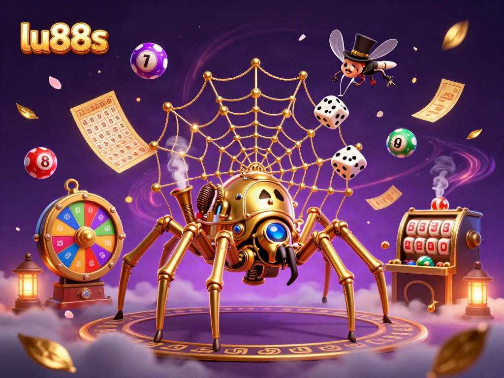 Experience thrilling wins with lu88s in this vibrant 3D casino scene filled with excitement.