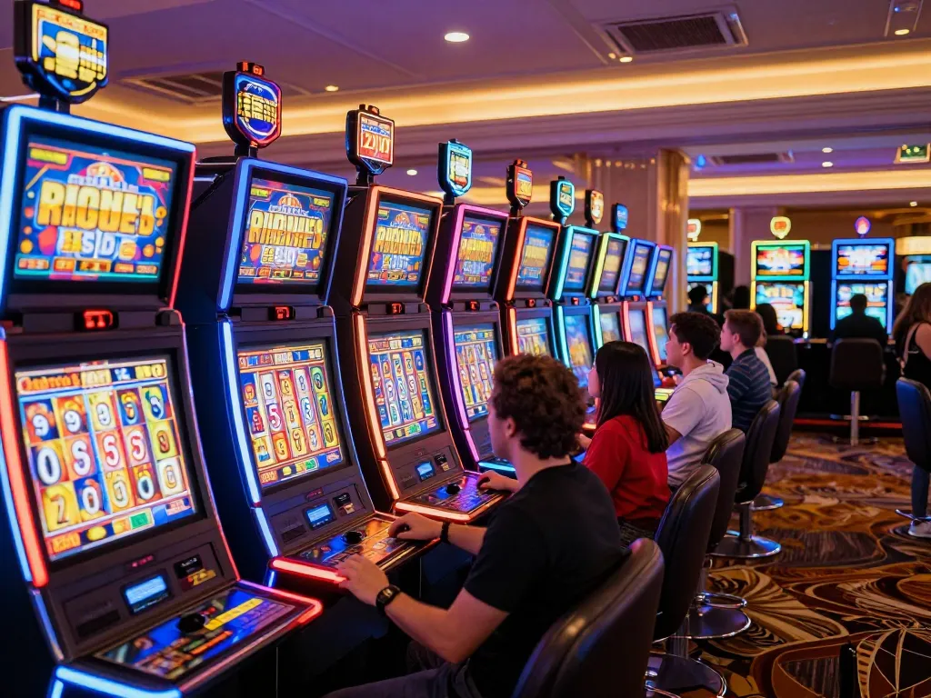 Players enjoying the thrill of slot 10000 machines in a vibrant casino atmosphere