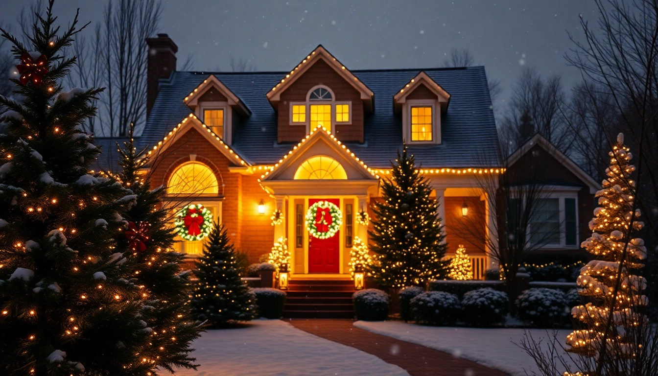 Enhance your space with beautiful holiday lighting illuminating a festive home.