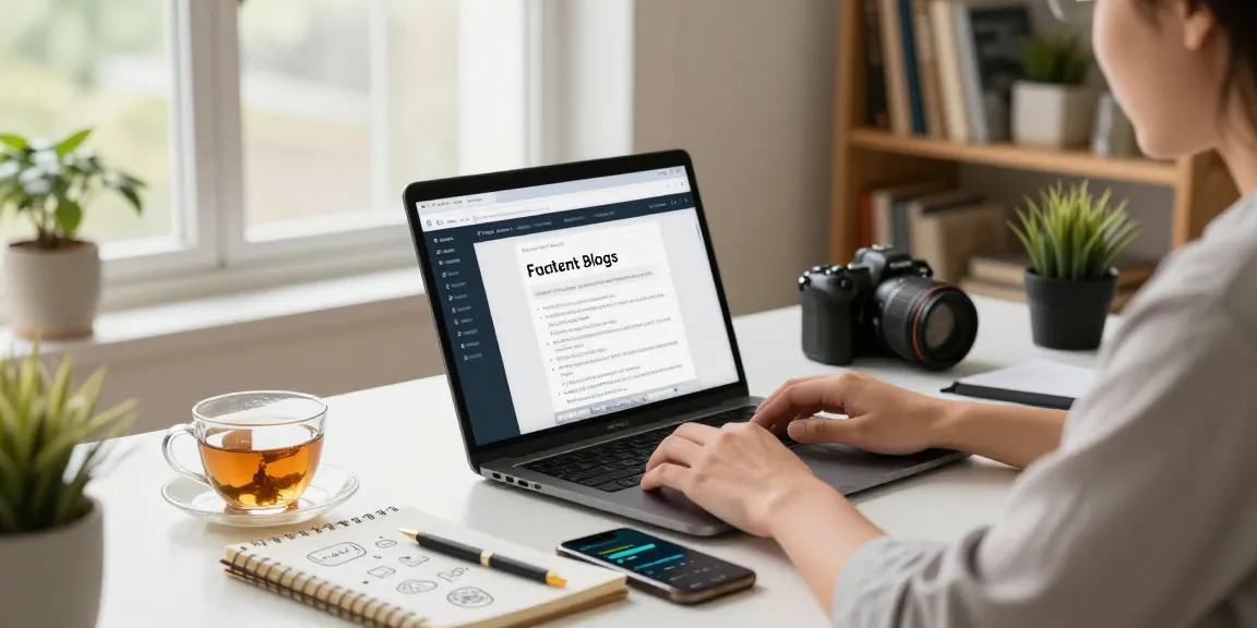 Creating quality and authority blogs in a cozy home office workspace filled with inspiration and productivity.