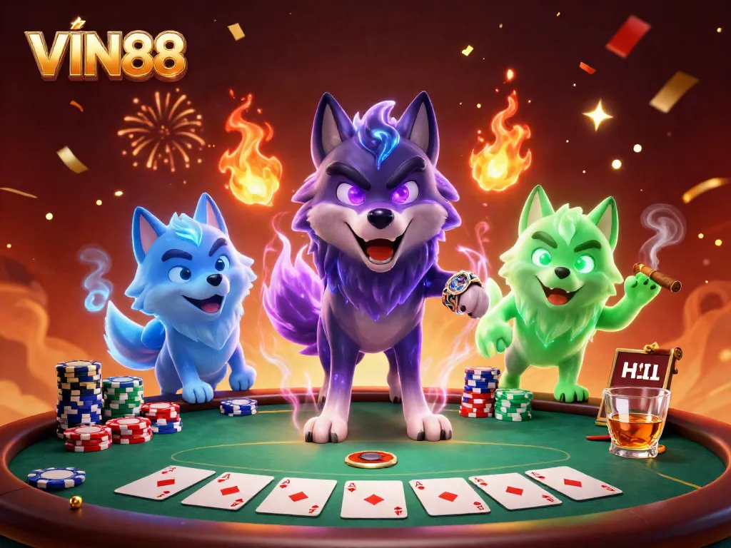 Experience thrilling poker action at VIN88 with vibrant energy and engaging characters.