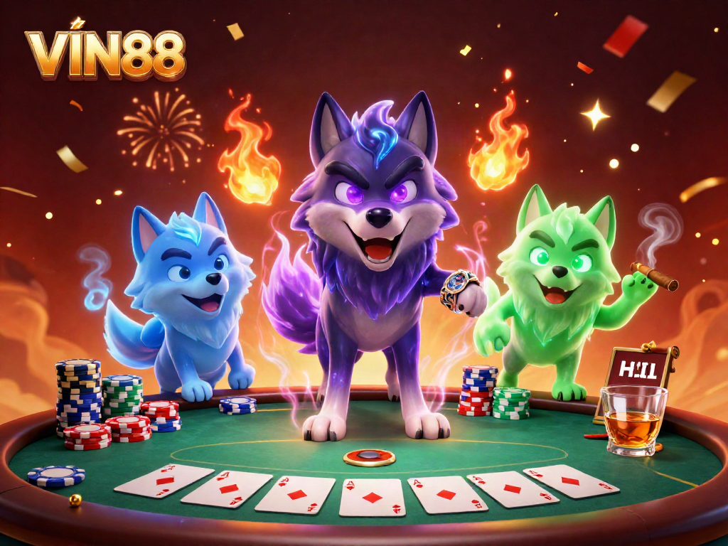 Experience thrilling poker action at VIN88 with vibrant energy and engaging characters.