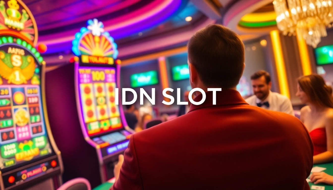 Experience thrilling gaming action with idnslot at a luxurious casino setting.