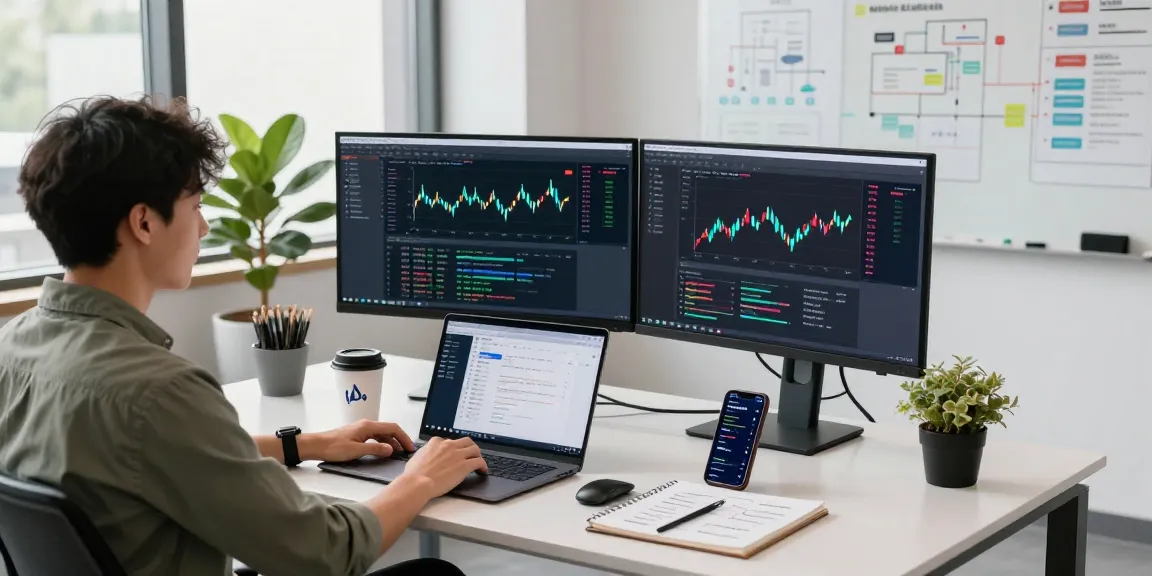 Developers using precious metal tick data API for forex trading analysis in a modern office.