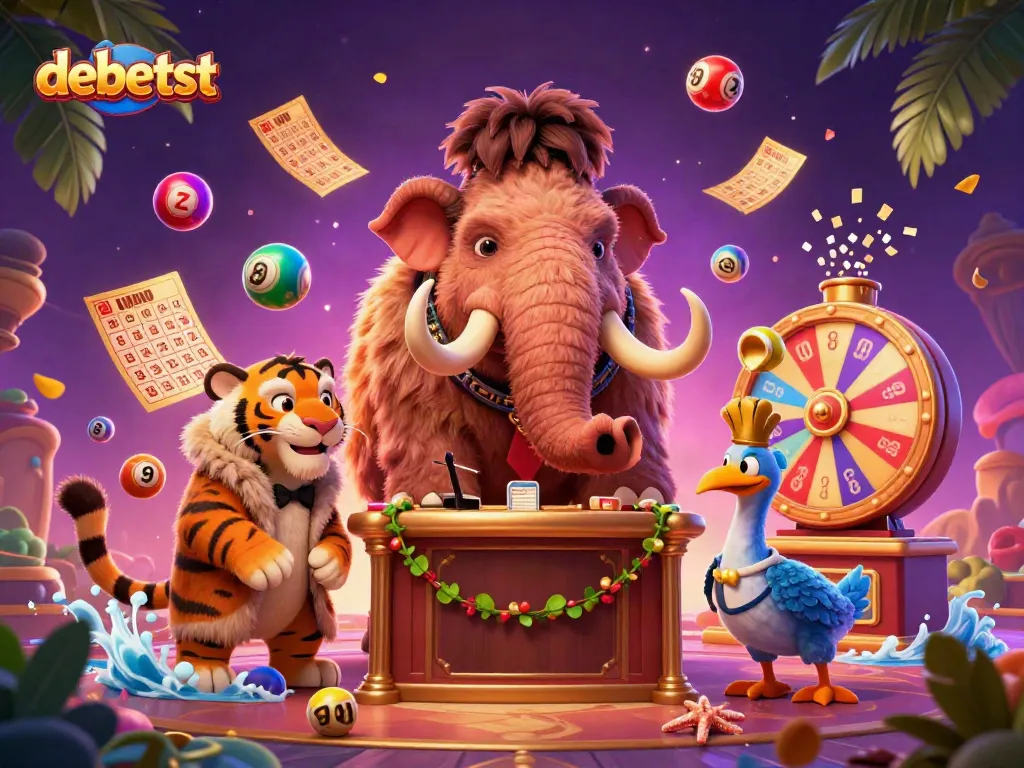 Enjoy debetst's vibrant casino experience featuring a mammoth bouncer and falling lottery balls.
