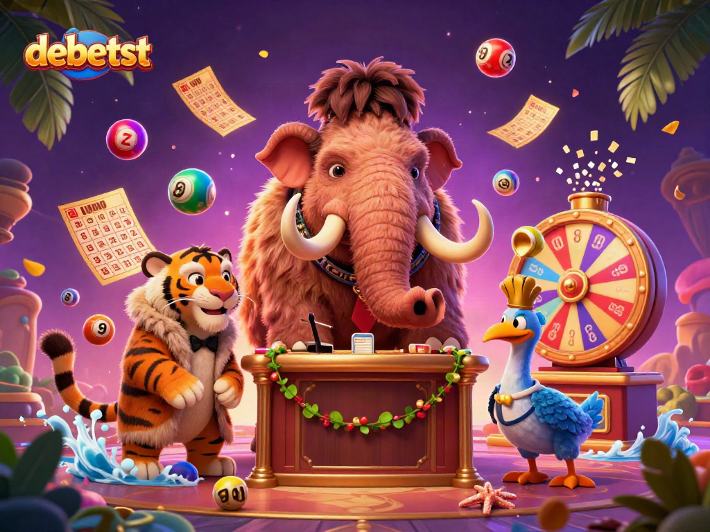 Enjoy debetst's vibrant casino experience featuring a mammoth bouncer and falling lottery balls.
